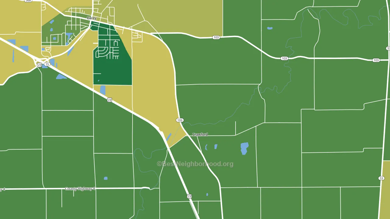 Crawford, OH block-group voter-turnout map