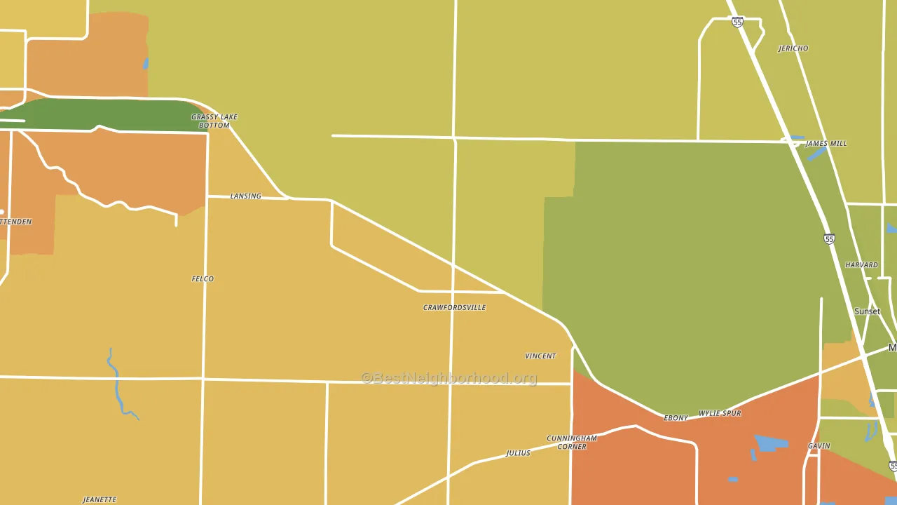 Crawfordsville, AR block-group voter-turnout map