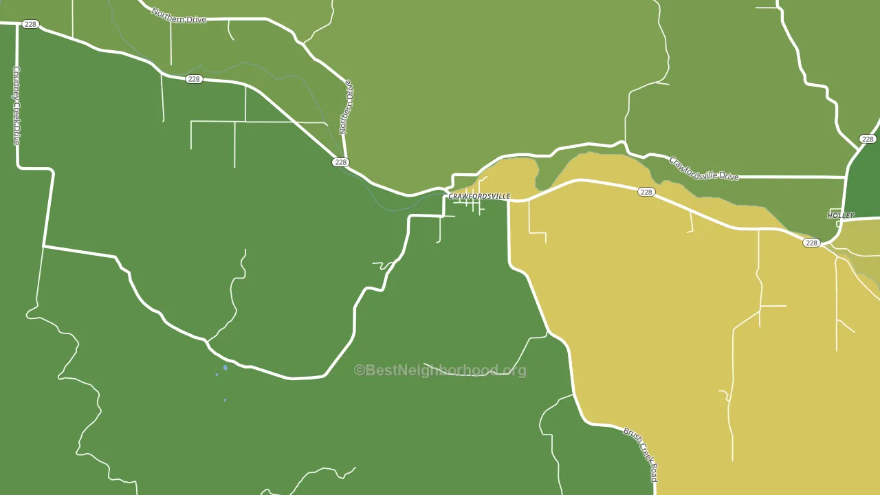 Crawfordsville, OR block-group voter-turnout map