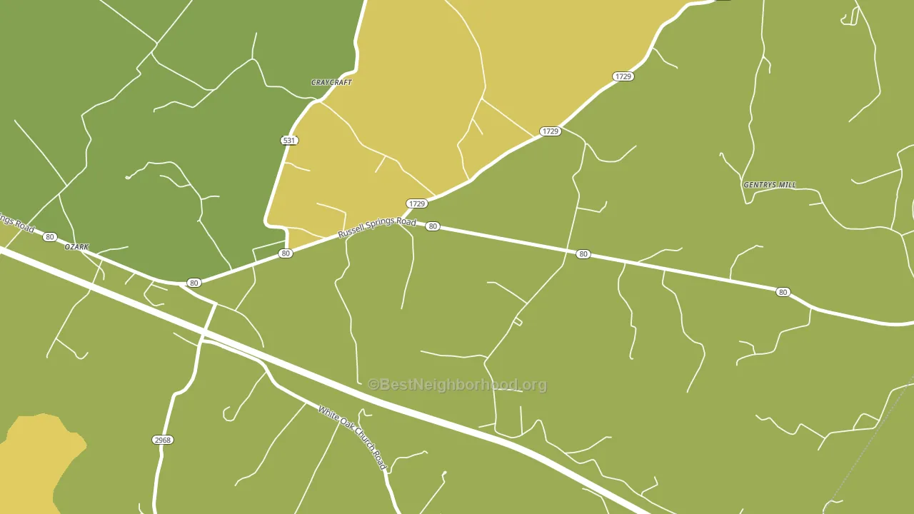 Craycraft, KY block-group voter-turnout map