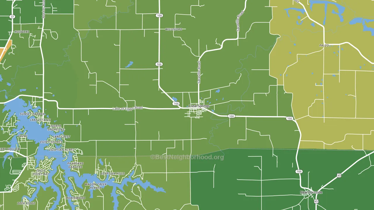 Creal Springs, IL block-group voter-turnout map