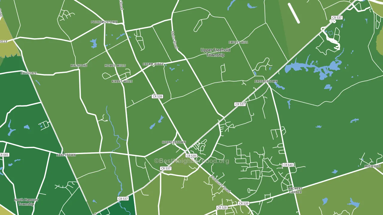 Cream Ridge, NJ block-group voter-turnout map