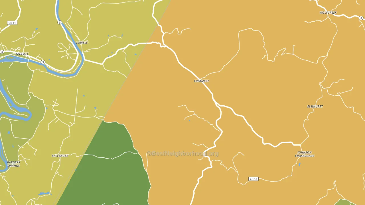 Creamery, WV block-group voter-turnout map