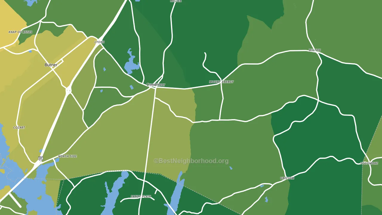 Creedmoor, NC block-group voter-turnout map
