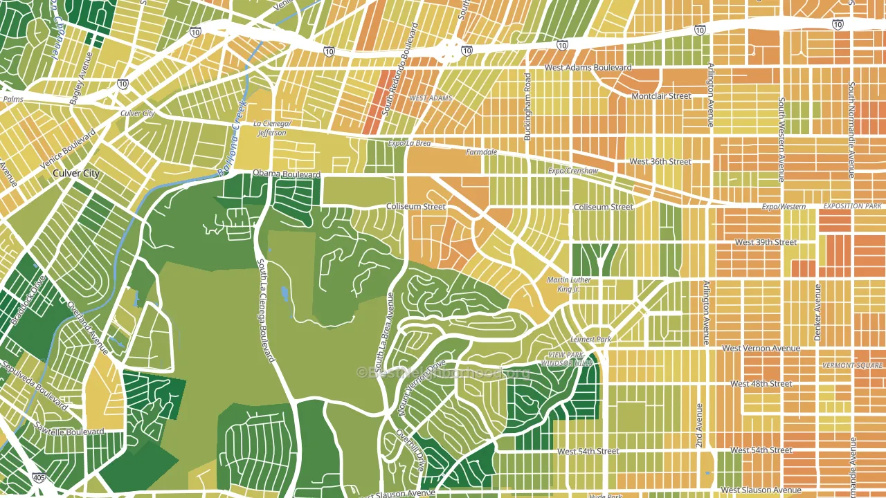 Crenshaw, Los Angeles, CA block-group voter-turnout map