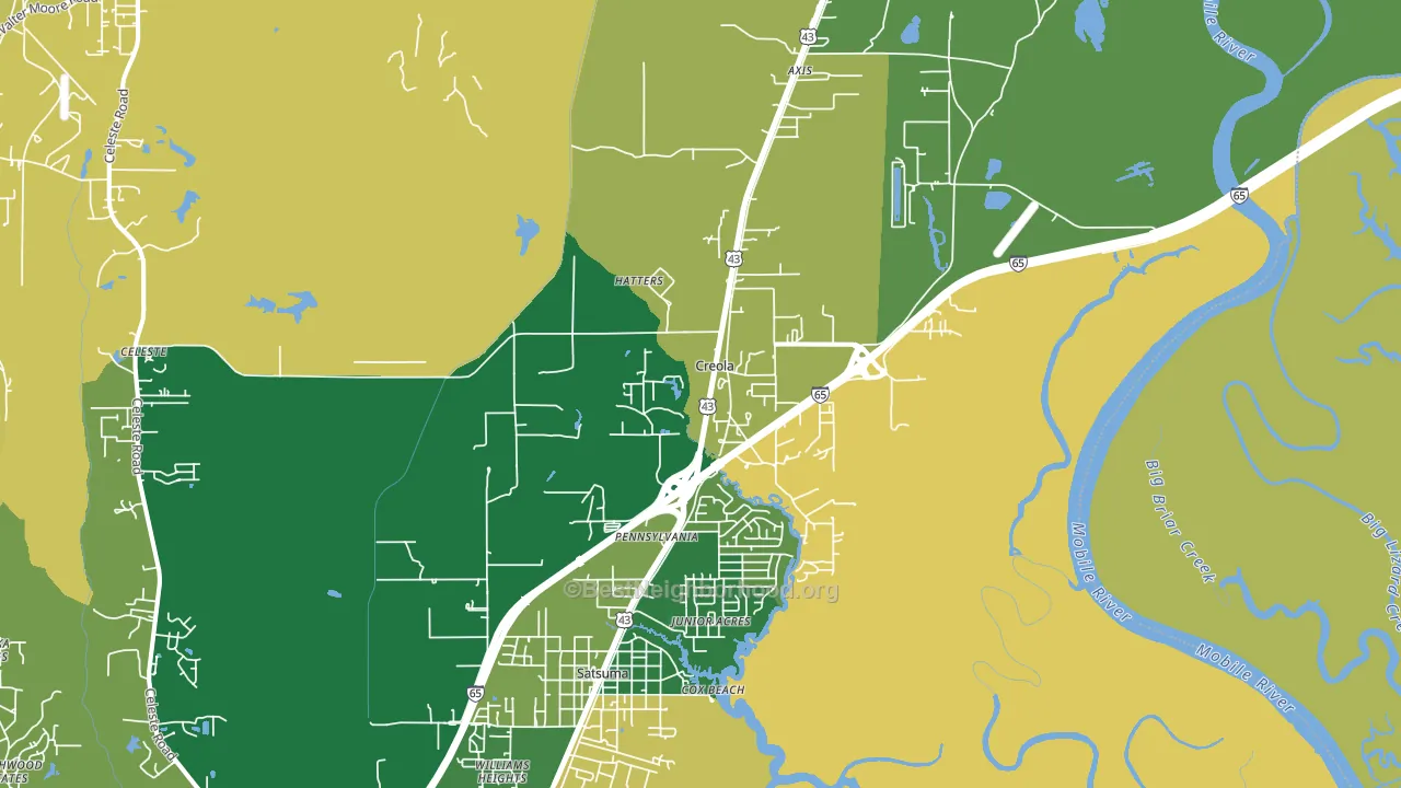 Creola, AL block-group voter-turnout map