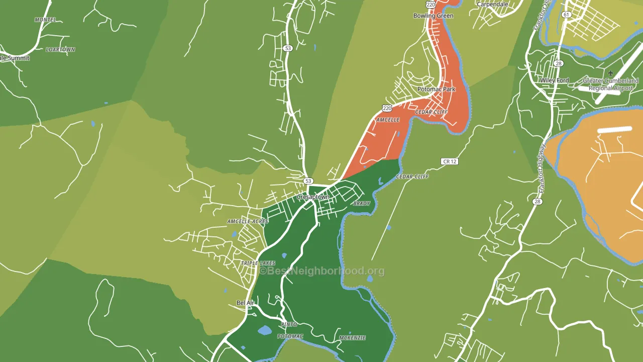 Cresaptown, MD block-group voter-turnout map