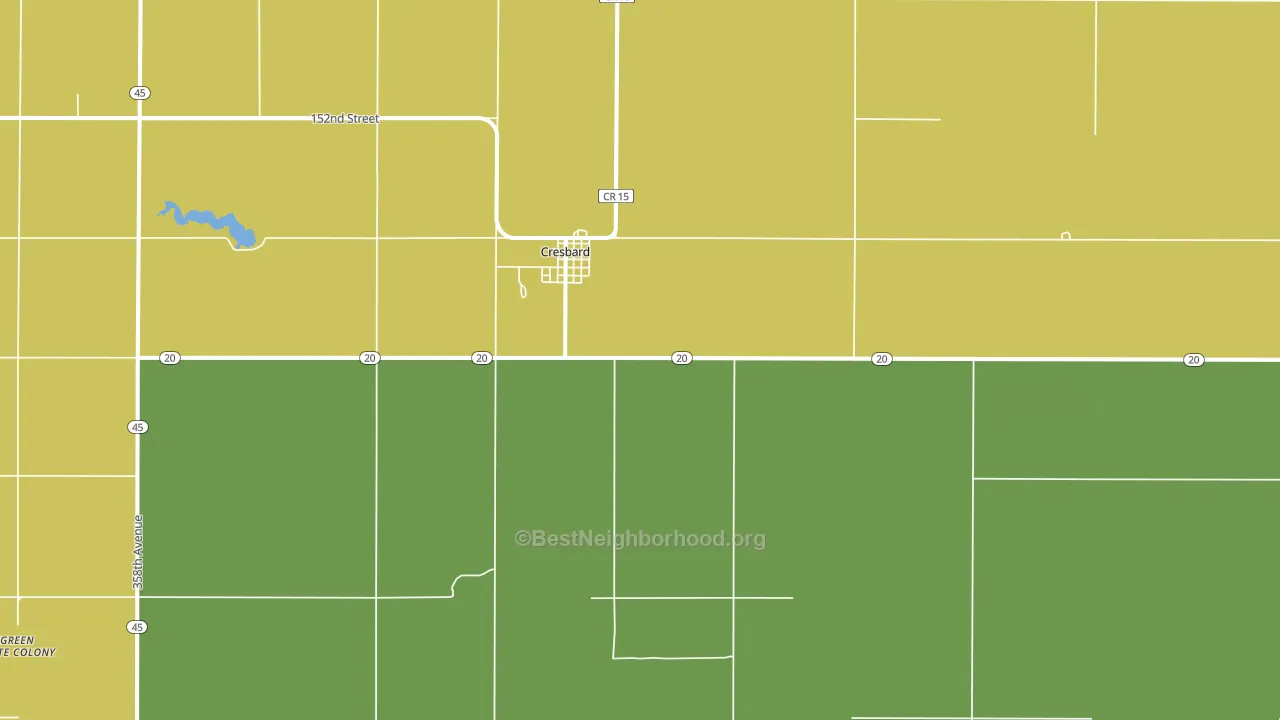 Cresbard, SD block-group voter-turnout map