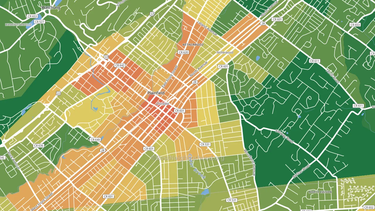 Crescent Area Historic District, Plainfield, NJ block-group voter-turnout map