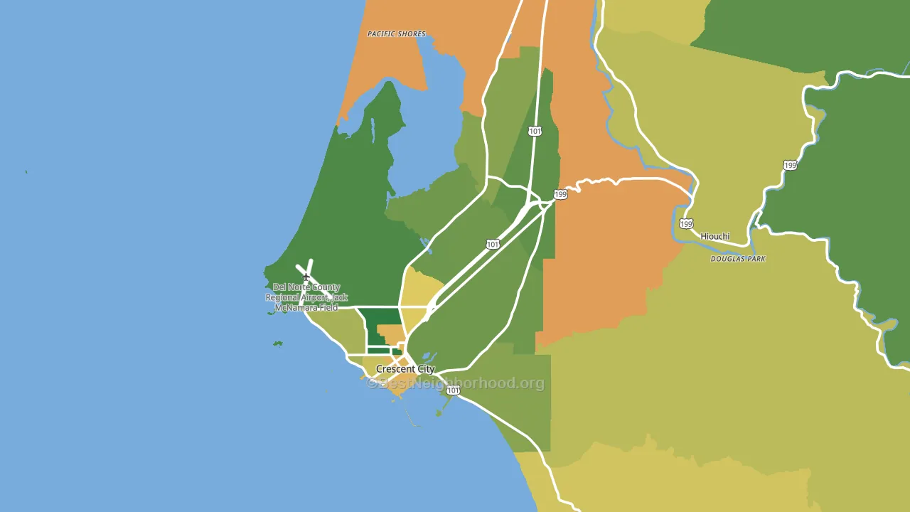 Crescent City, CA block-group voter-turnout map