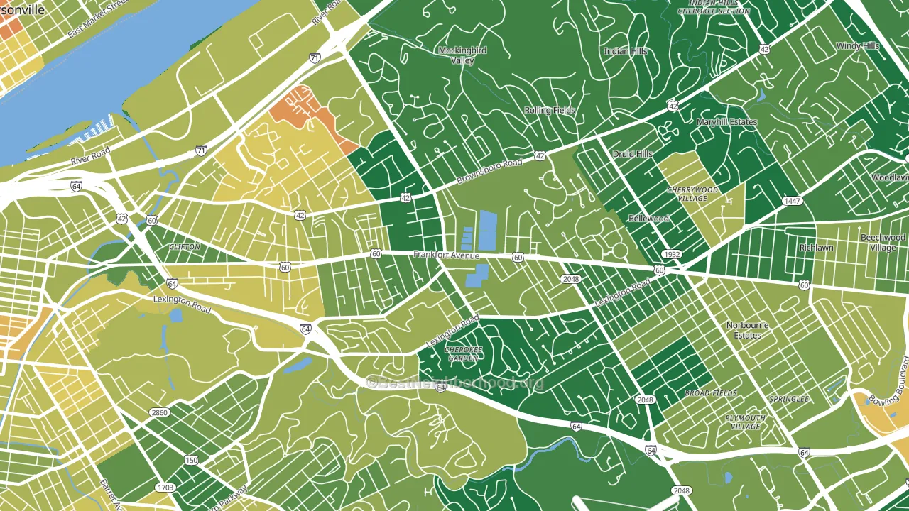 Crescent Hill, Louisville, KY block-group voter-turnout map