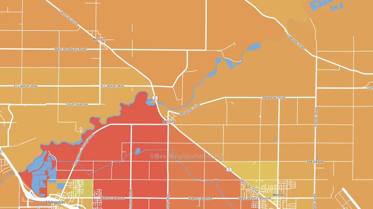 Cressey, CA block-group voter-turnout map