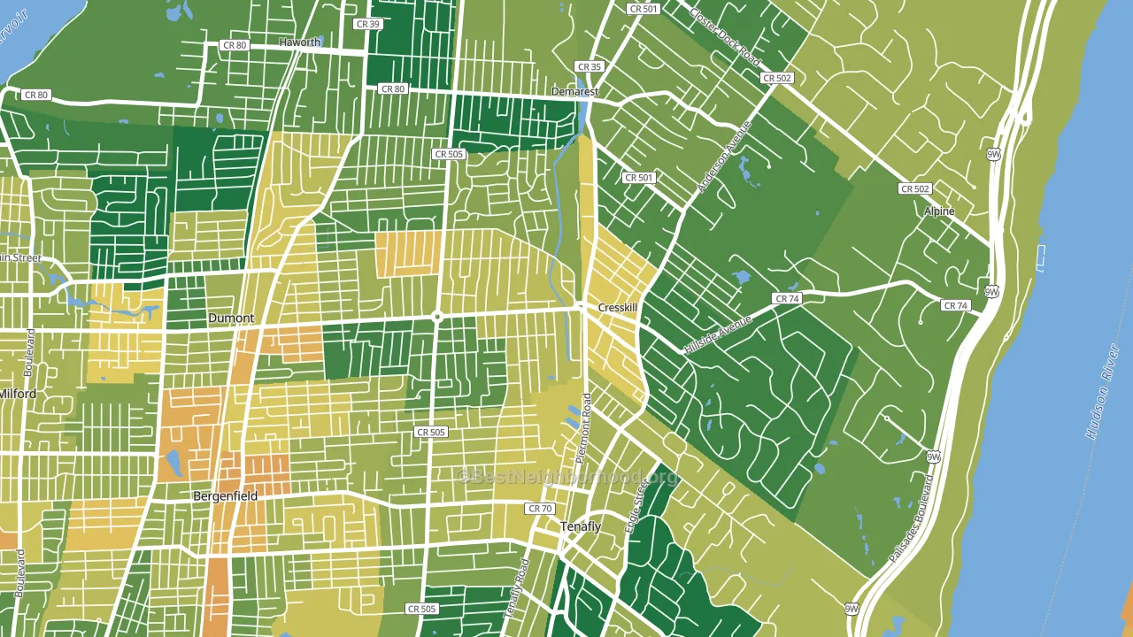 Cresskill, NJ block-group voter-turnout map