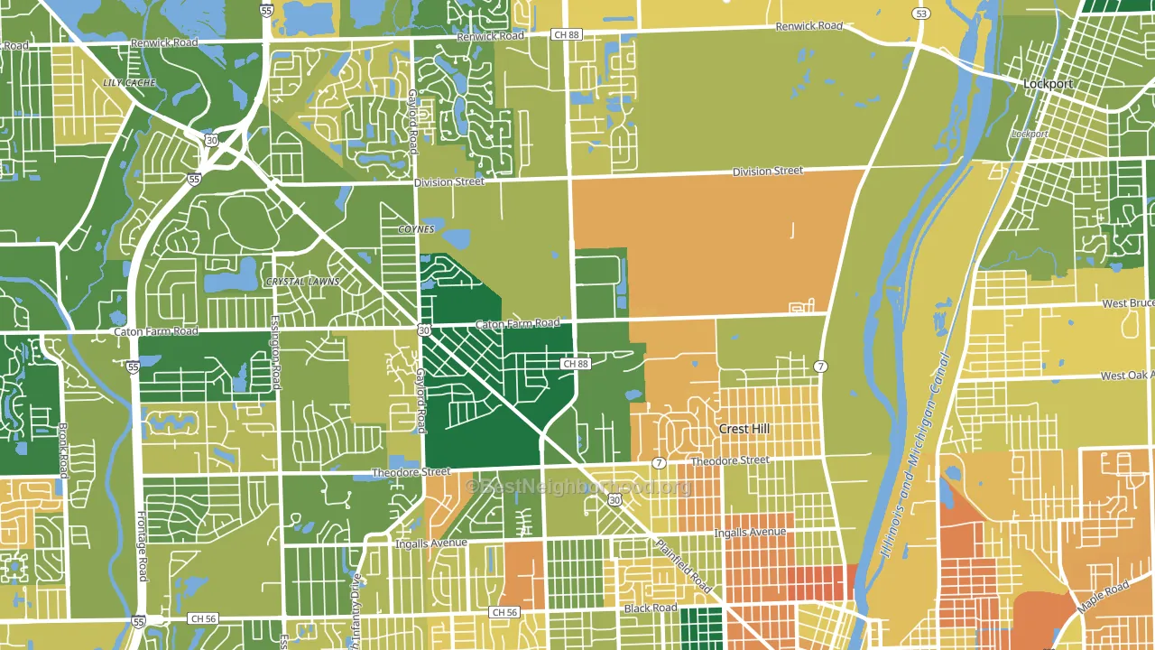 Crest Hill, IL block-group voter-turnout map