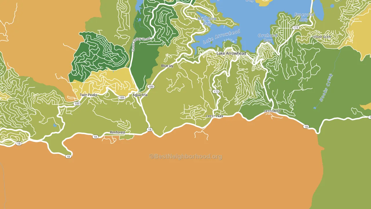 Crest Park, CA block-group voter-turnout map