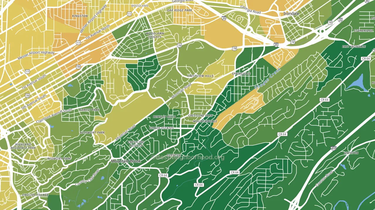 Crestline, Birmingham, AL block-group voter-turnout map