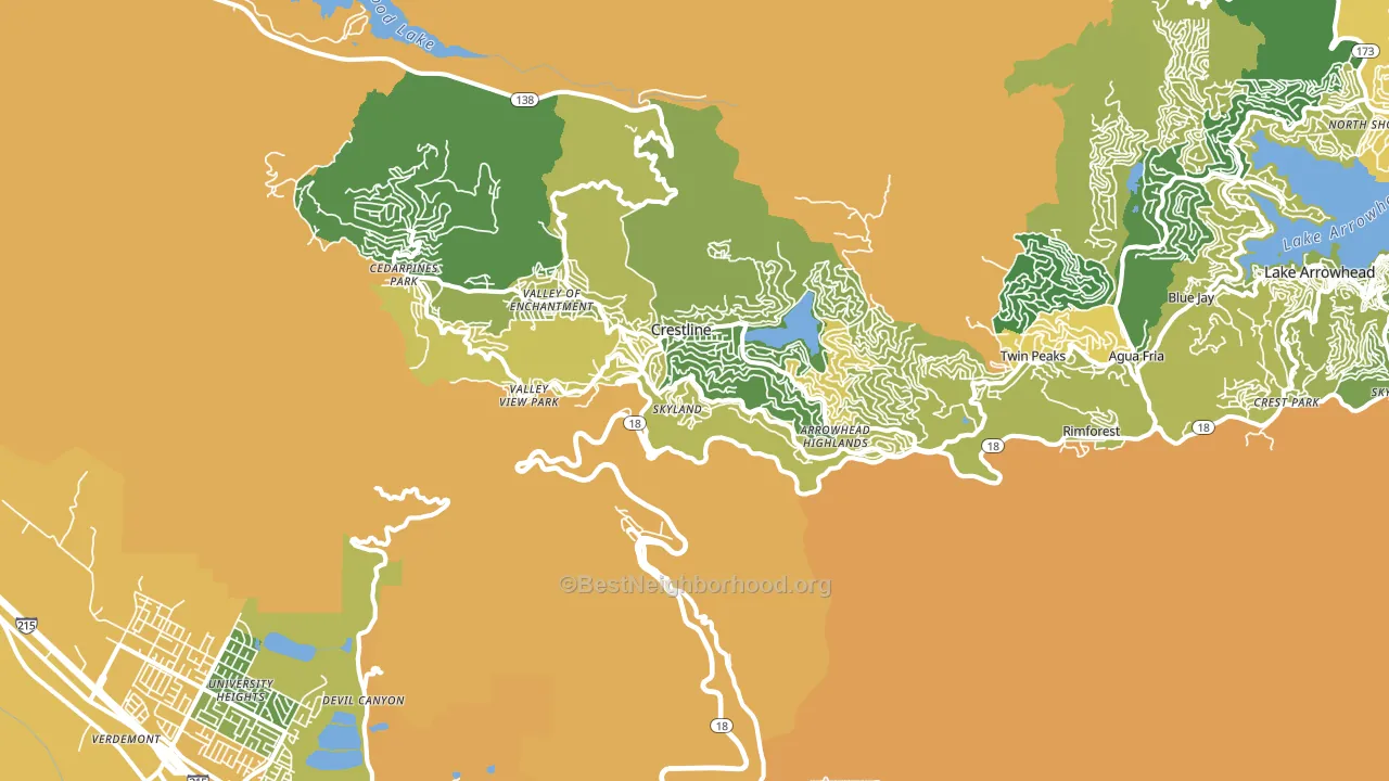 Crestline, CA block-group voter-turnout map