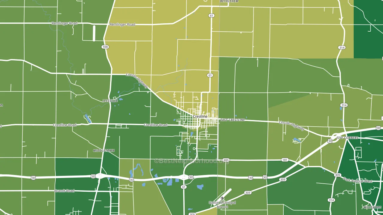 Crestline, OH block-group voter-turnout map