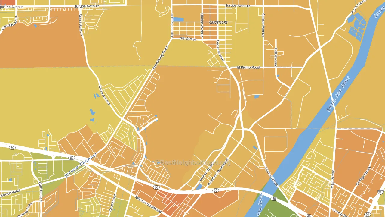 Crestmore Heights, CA block-group voter-turnout map