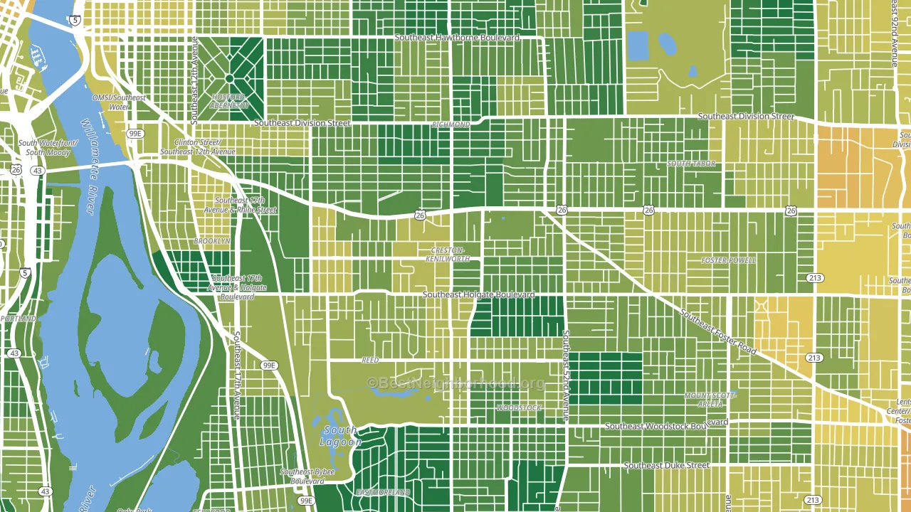 Creston-Kenilworth, Portland, OR block-group voter-turnout map