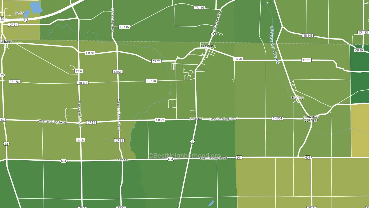 Creston, OH block-group voter-turnout map