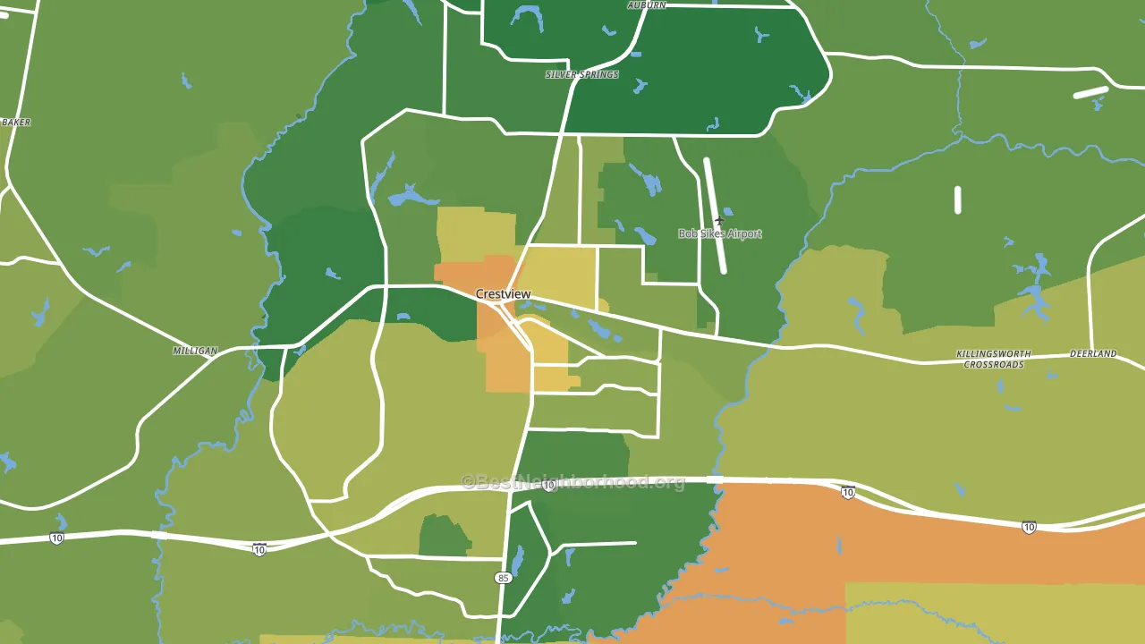 Crestview, FL block-group voter-turnout map