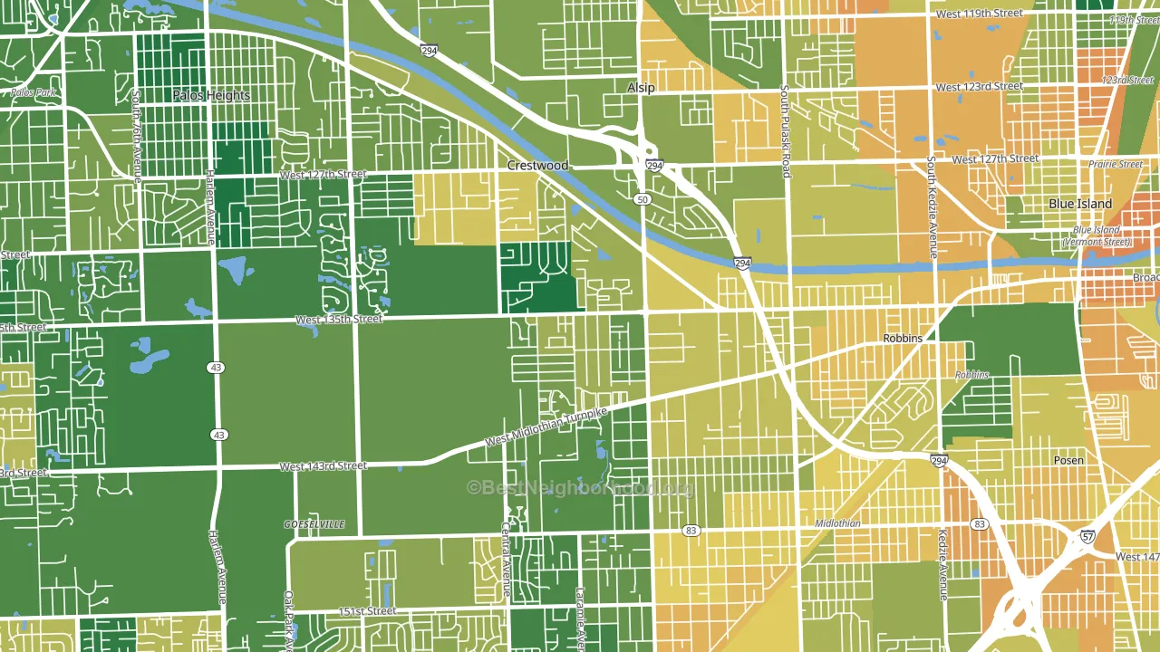 Crestwood, IL block-group voter-turnout map