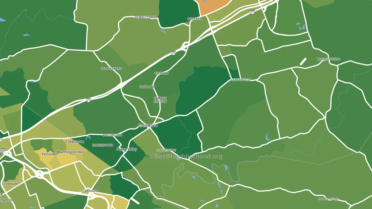 Crestwood, KY block-group voter-turnout map