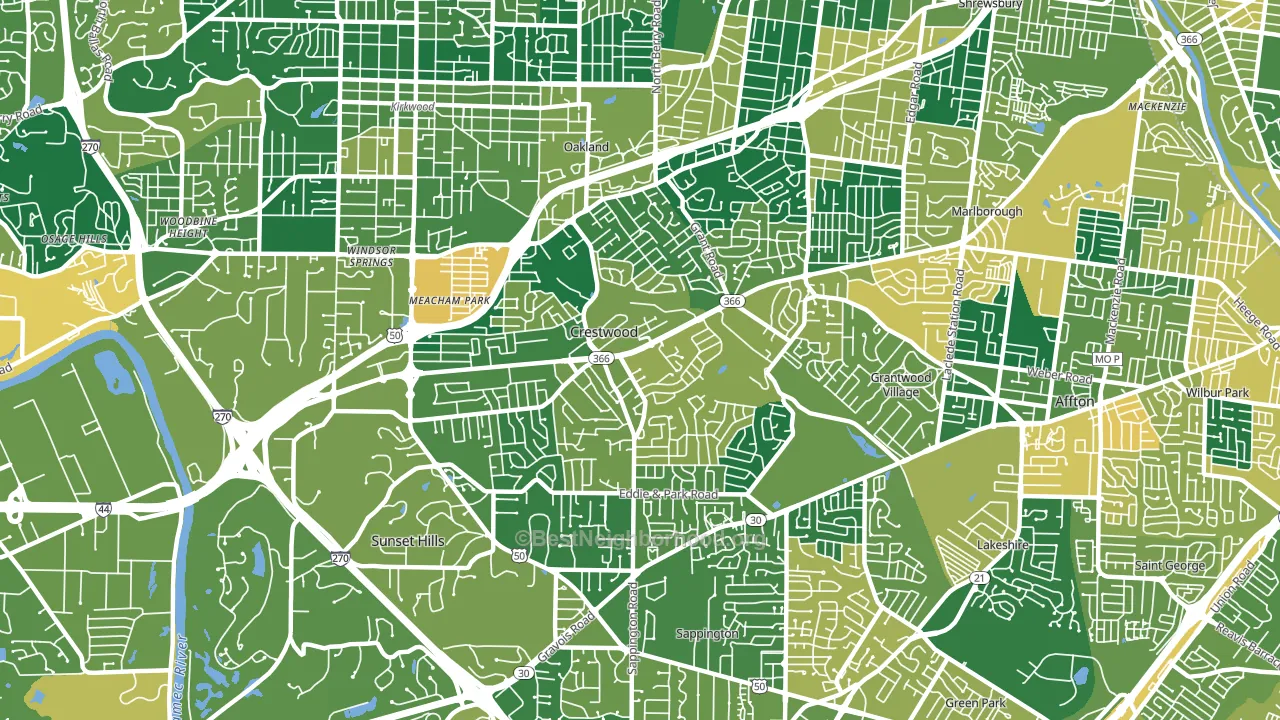 Crestwood, MO block-group voter-turnout map