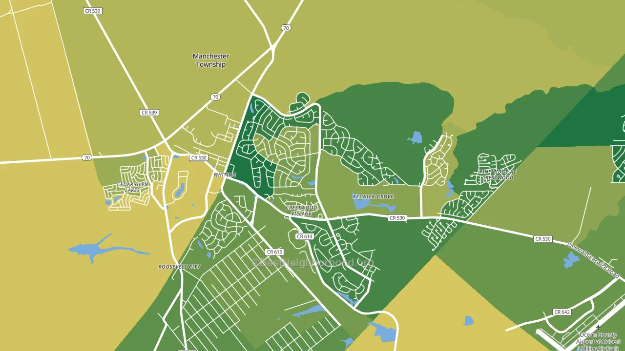 Crestwood Village, NJ block-group voter-turnout map