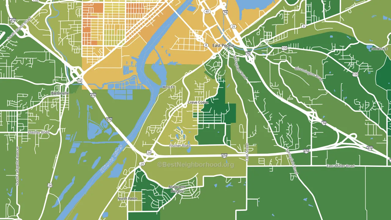 Creve Coeur, IL block-group voter-turnout map