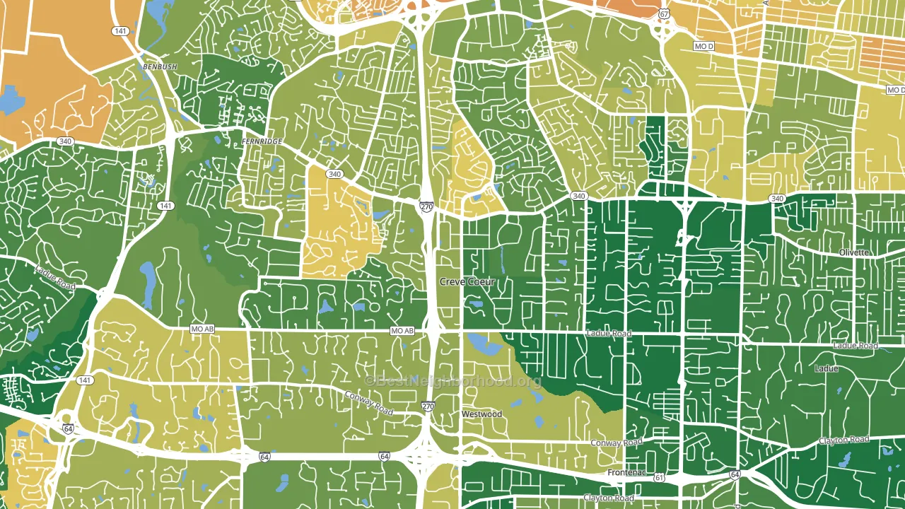 Creve Coeur, MO block-group voter-turnout map