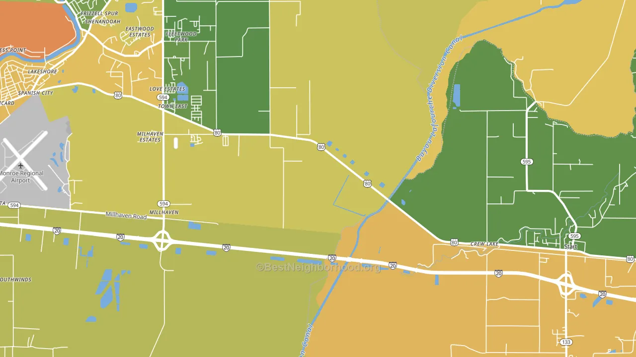 Crew Lake, LA block-group voter-turnout map