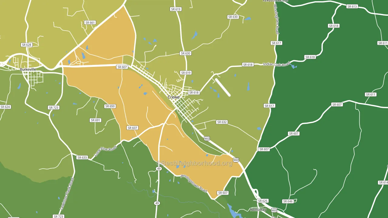 Crewe, VA block-group voter-turnout map