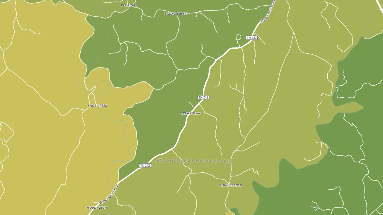 Crewstown, TN block-group voter-turnout map