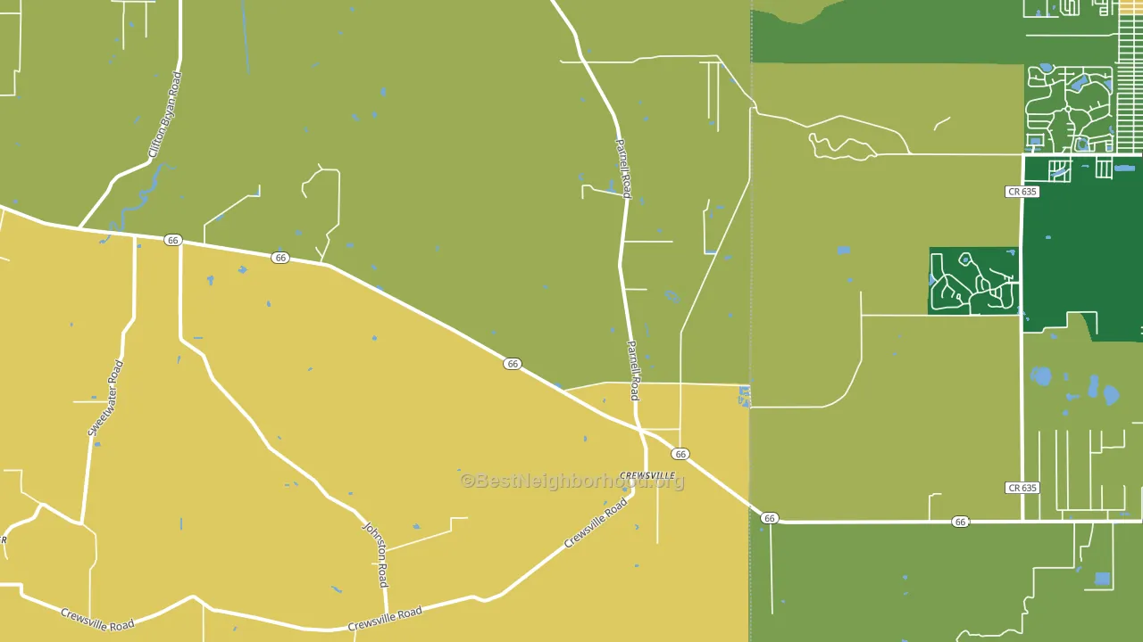 Crewsville, FL block-group voter-turnout map