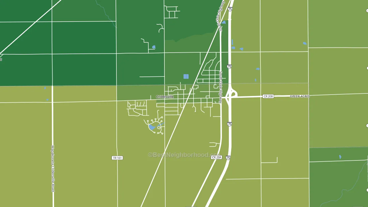Cridersville, OH block-group voter-turnout map