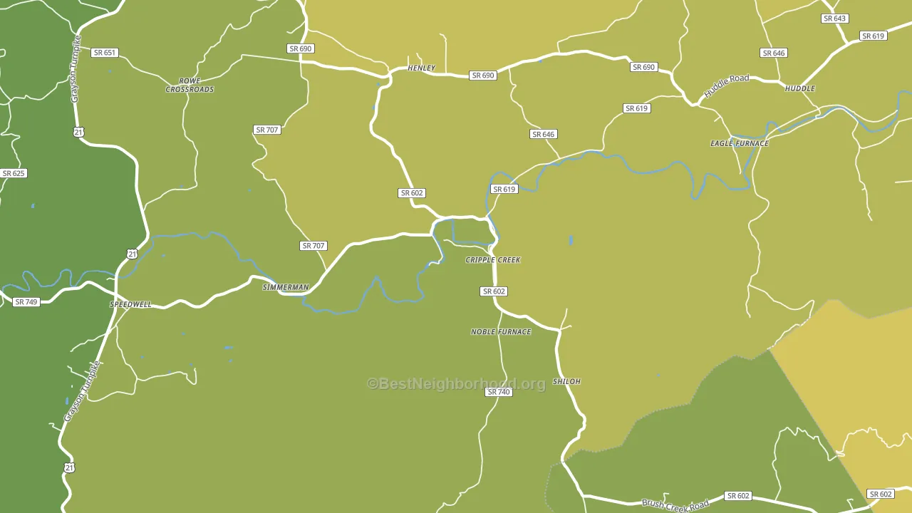 Cripple Creek, VA block-group voter-turnout map