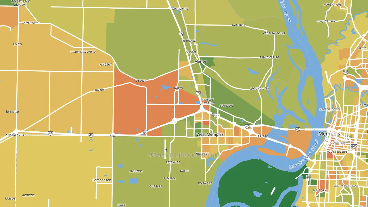Crittenden County, AR block-group voter-turnout map