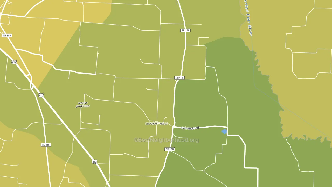 Crockett Mills, TN block-group voter-turnout map
