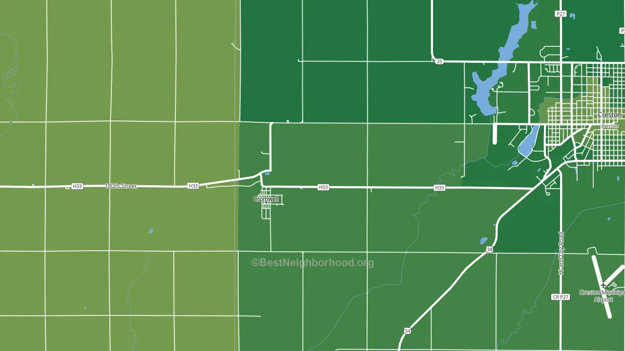 Cromwell, IA block-group voter-turnout map