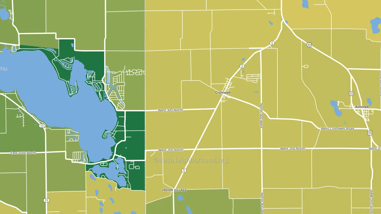 Cromwell, IN block-group voter-turnout map
