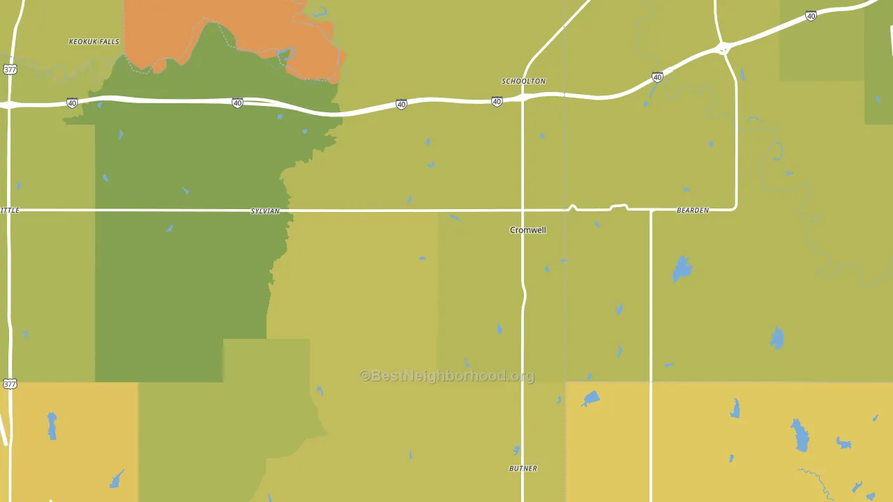 Cromwell, OK block-group voter-turnout map