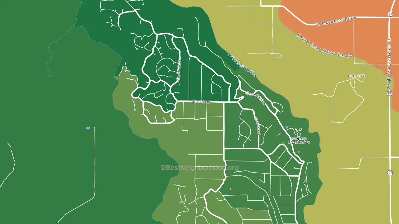 Crooked River Ranch, Terrebonne, OR block-group voter-turnout map
