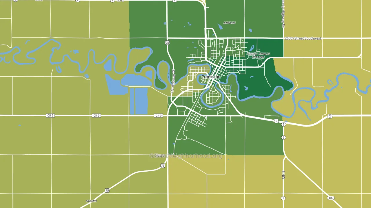 Crookston Junction, MN block-group voter-turnout map