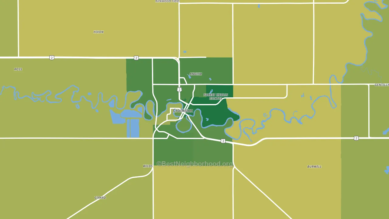 Crookston, MN block-group voter-turnout map