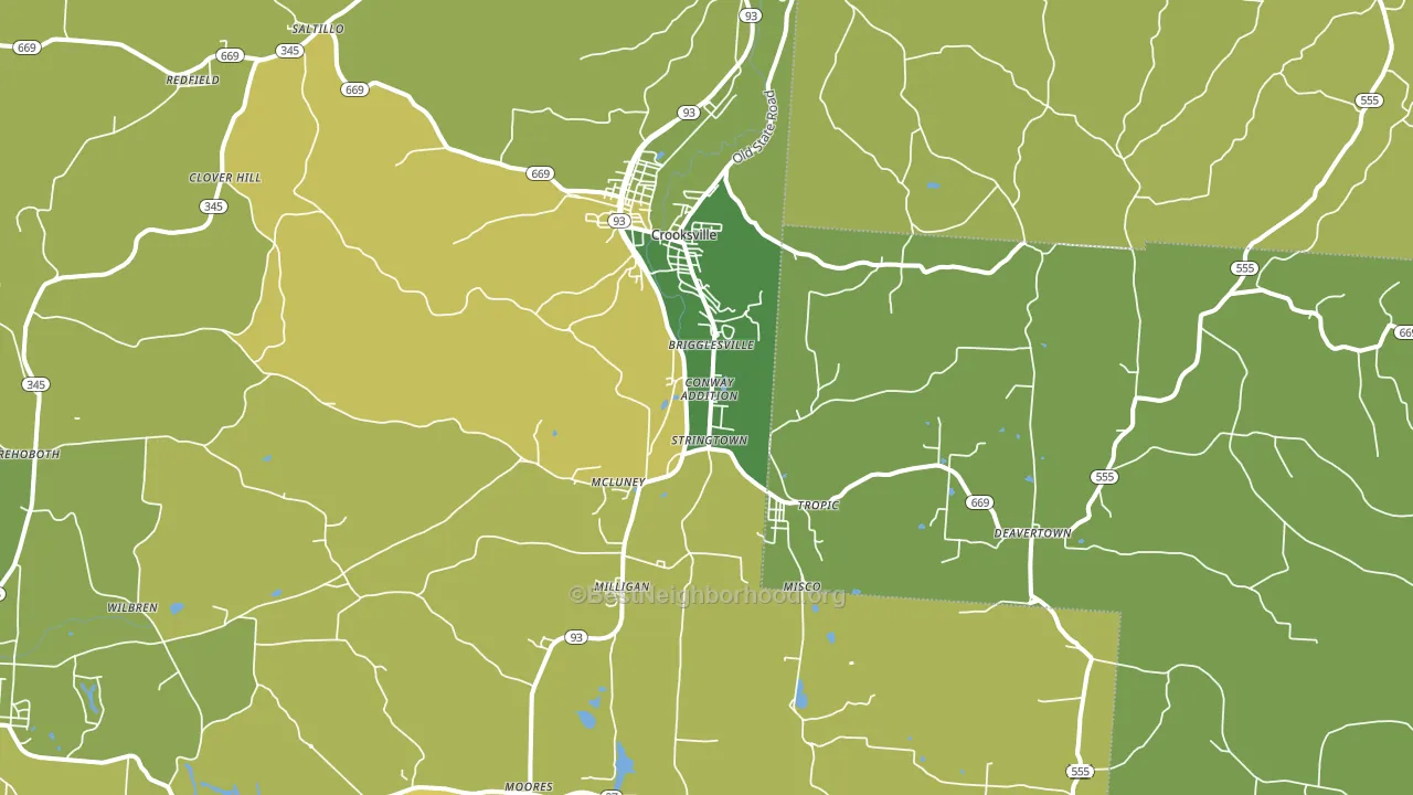 Crooksville, OH block-group voter-turnout map