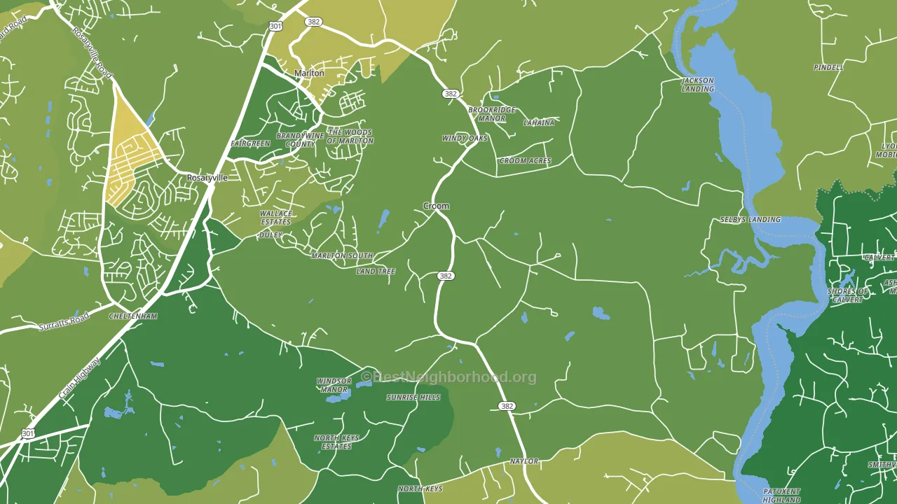 Croom, MD block-group voter-turnout map