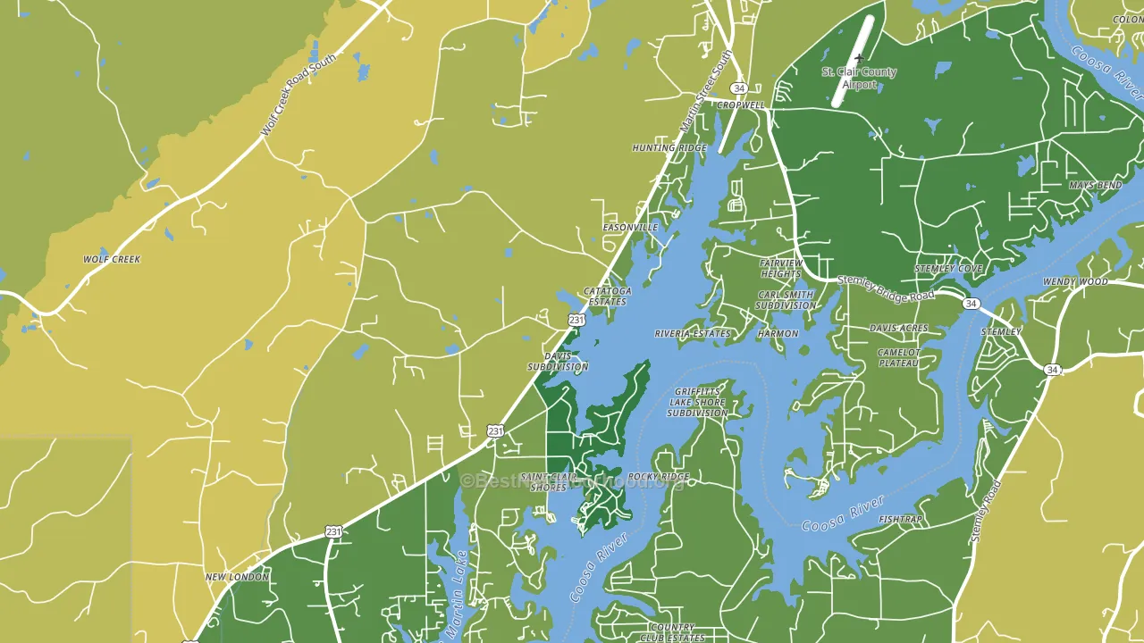 Cropwell, AL block-group voter-turnout map