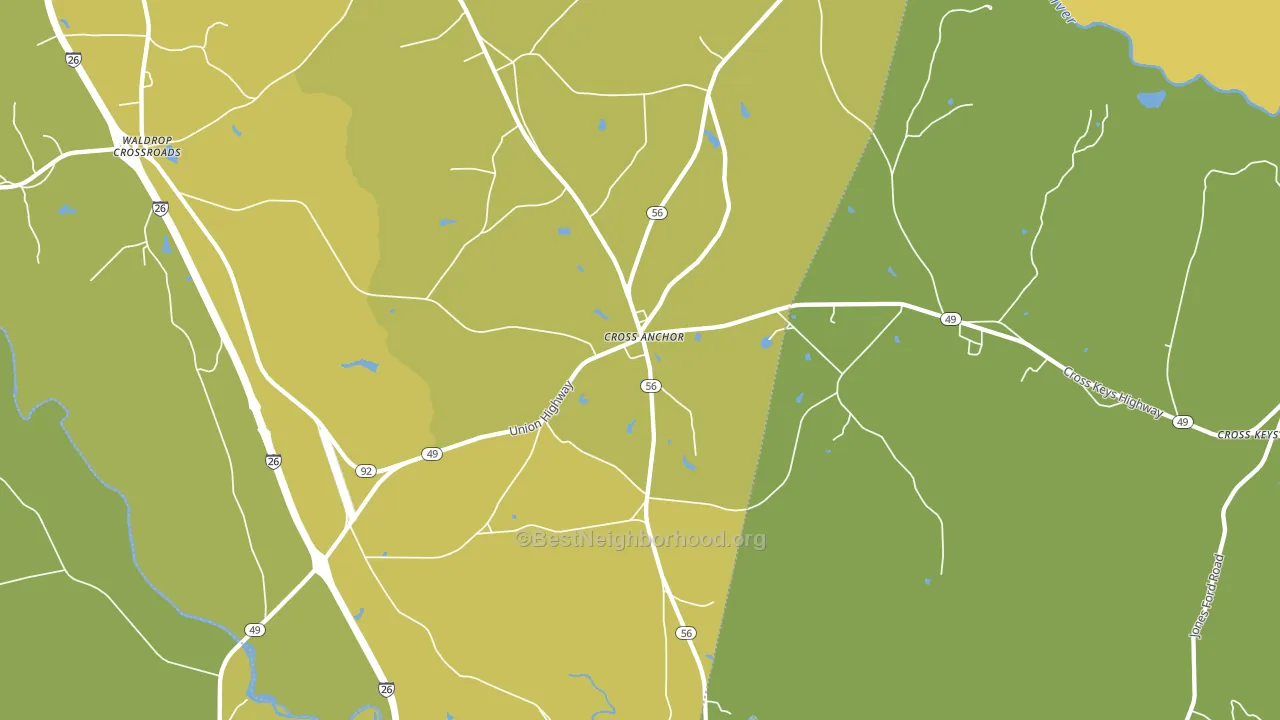 Cross Anchor, SC block-group voter-turnout map